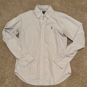 Ralph Lauren Women’s Classic Fit Blue and White Striped Oxford